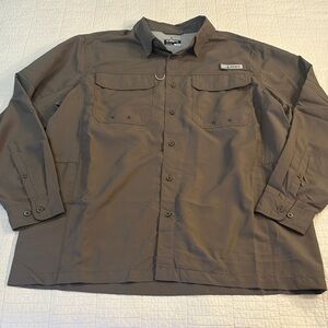 Habit Men’s Fishing Shirt L Brown UPF 50+ Vented Quick Dry Outdoor Performance